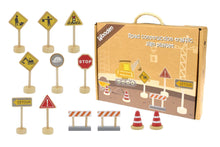 Load image into Gallery viewer, WOODEN CONSTRUCTION ROAD SIGN PLAYSET